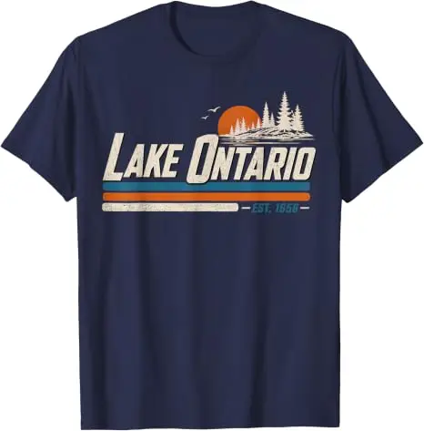 Ontariosee - Vintage Herren Damen 70er 80er Grafik Retro Lustiges T-Shirt Ontariosee Forever EST.1656 Weiches Baumwoll-T-Shirt Neuheit – Detail 12