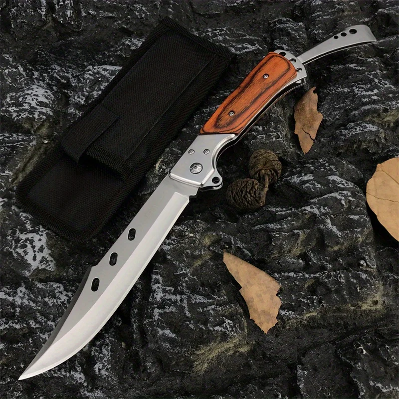 

Folding Knife 420 Steel Inlaid Colored Wood Handle Swallow Tail Utility Wilderness Adventure Portable High Quality Durable Knife