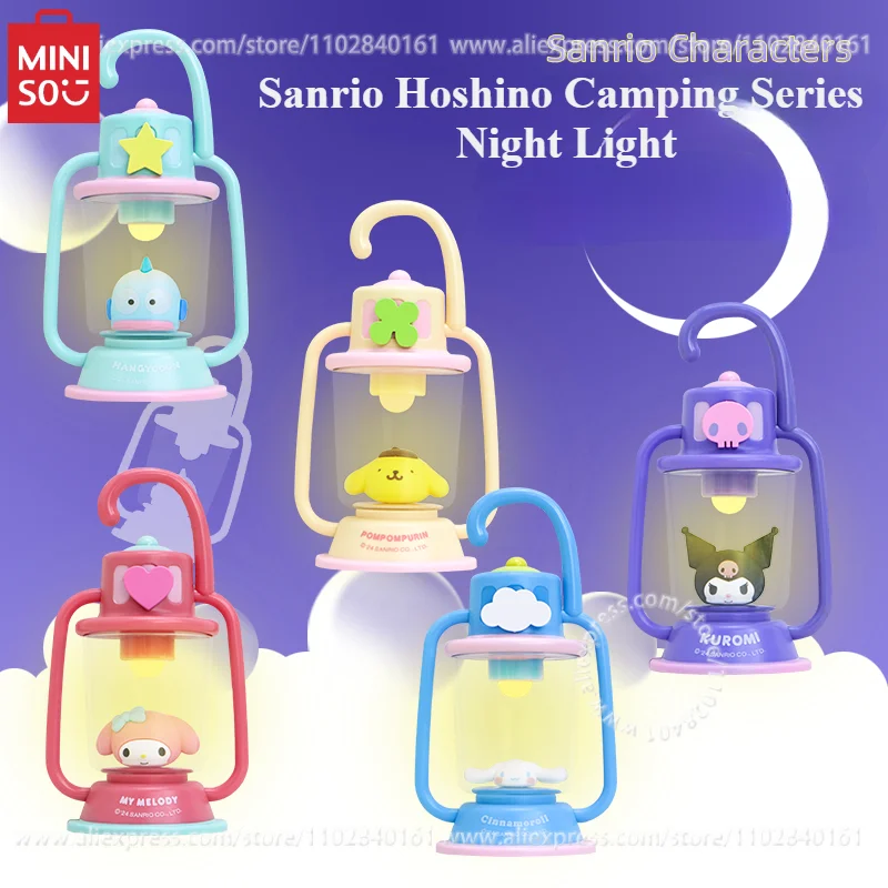 

MINISO LED Night Light Sanrio Hoshino Camping Series Bedside Decoration Kawaii Lighting Peripheral Model My Melody Cinnamoroll