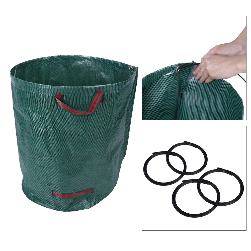 Garden Leaves Bag Garden Waste Bag Waste Bag 270L Portable Large Garden Woven Bag Waste Refuse Rubbish Grass Recycling DE