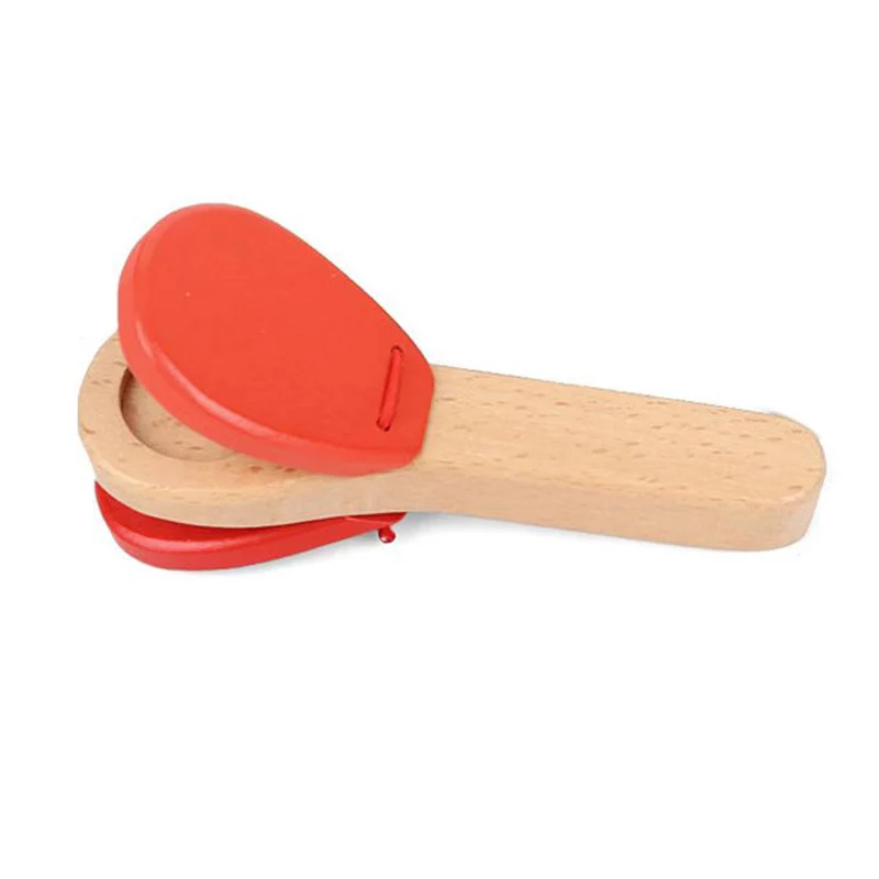 Wooden Castanet Clapper Percussion Rhythm Clap Handle Music Instruments for Kids Early Educational Toys Kinder Spielzeuge