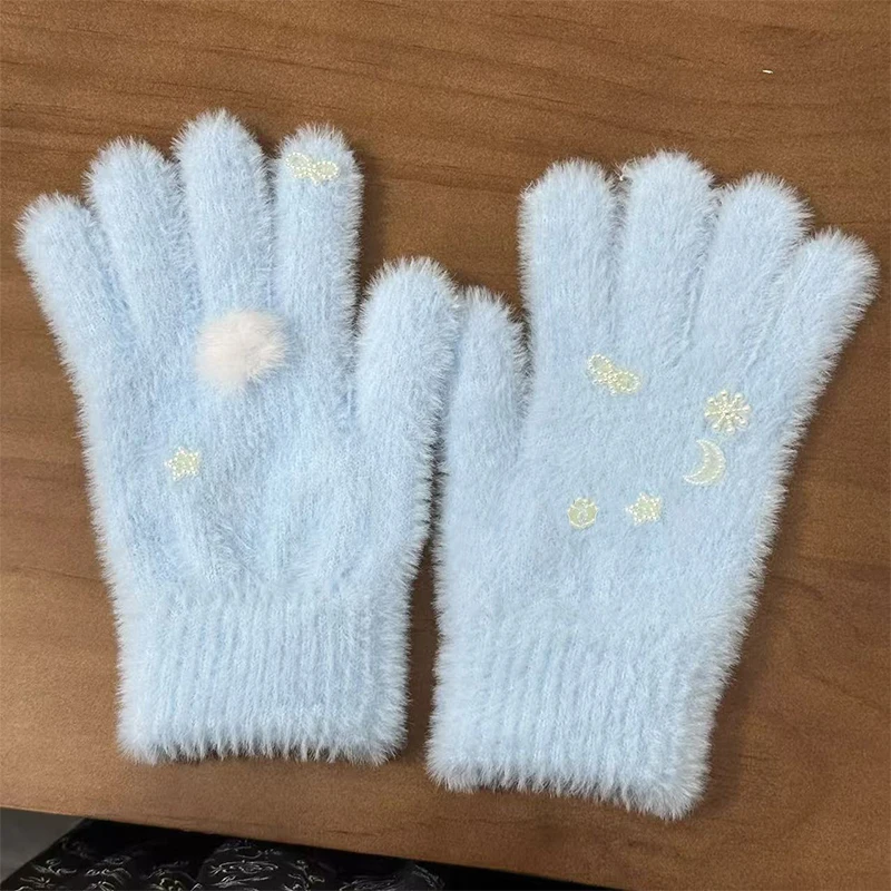 Fashionable And Versatile Diy Gloves For Early Snow Ins Knitted Gloves Woolen Winter Cold-proof Warm Plush Gloves