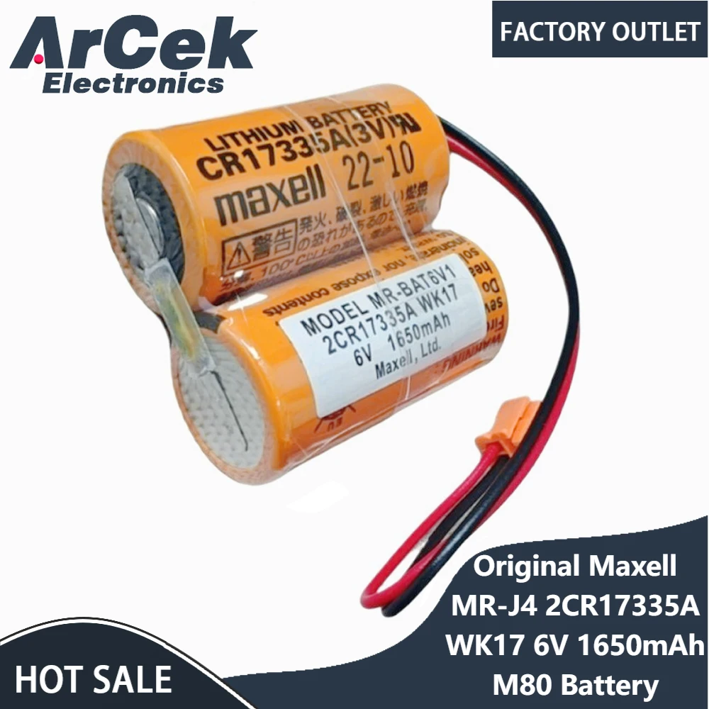 Original Maxell MR-J4 2CR17335A WK17 6V 1650mAh Replacement Lithium Battery for M80 Driver MR-BAT6V1 Servo System