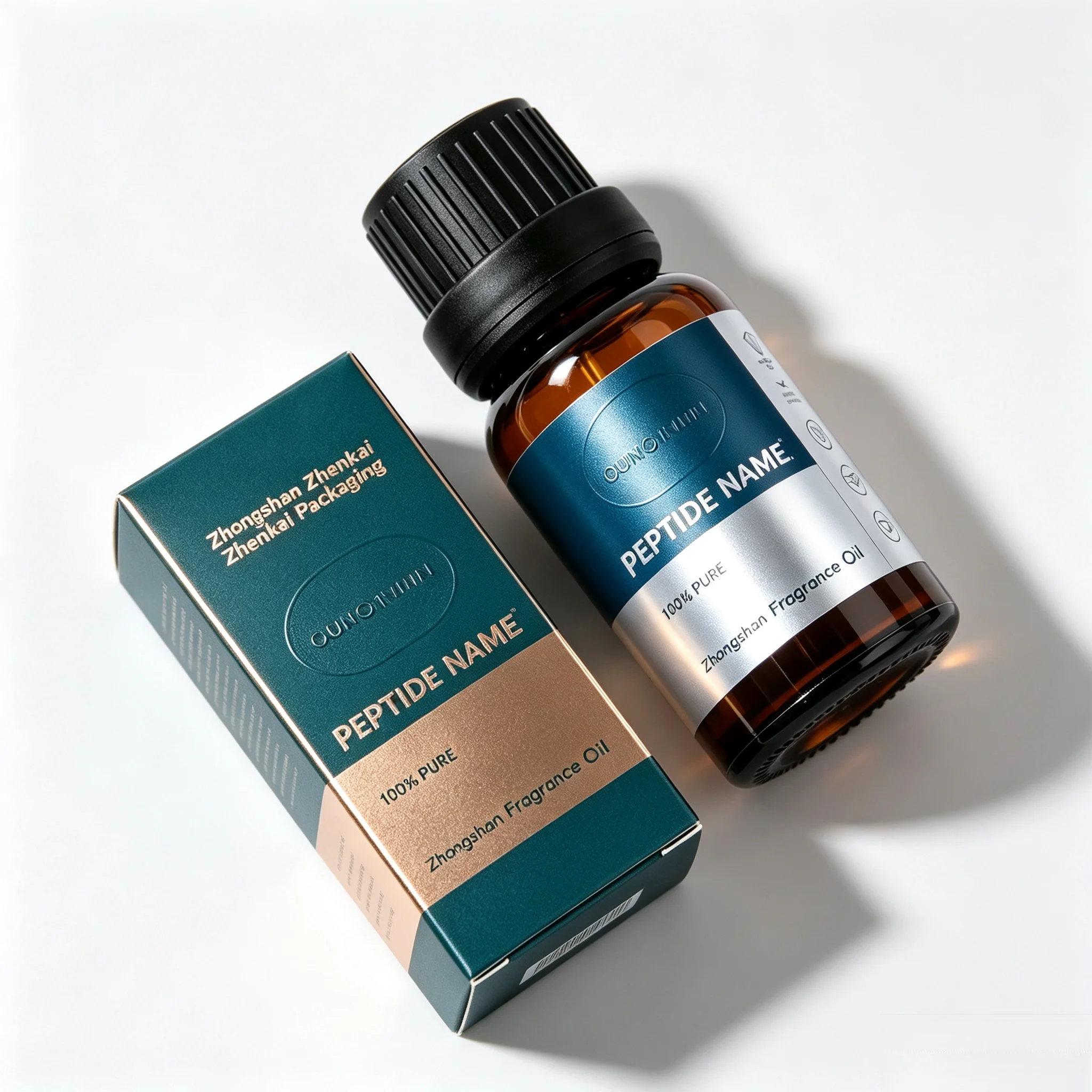 Custom Peptide Packaging Stickers Printed Carton Boxes For Cosmetic Fitness 3ml 5ml 10ml Vials Customizable Supplement Bottle La view 4