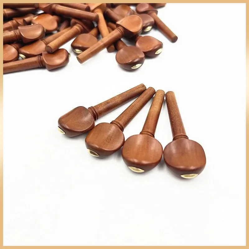 4pcs 4/4 Violin Jujube Wood Tuning Pegs, Bronze Copper Fittings, Violin String Instrument Replacement Accessories