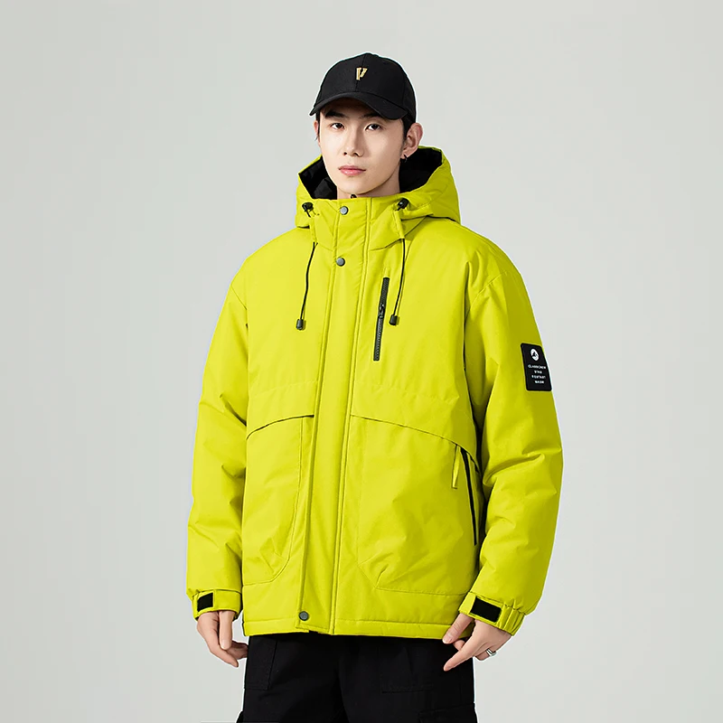 

Мужское ветрозащитное и водонепроницаемое хлопковое пальто, мужское утолщенное пальто с капюшоном, новая зимняя свободная мужская простая и модная рабочая куртка