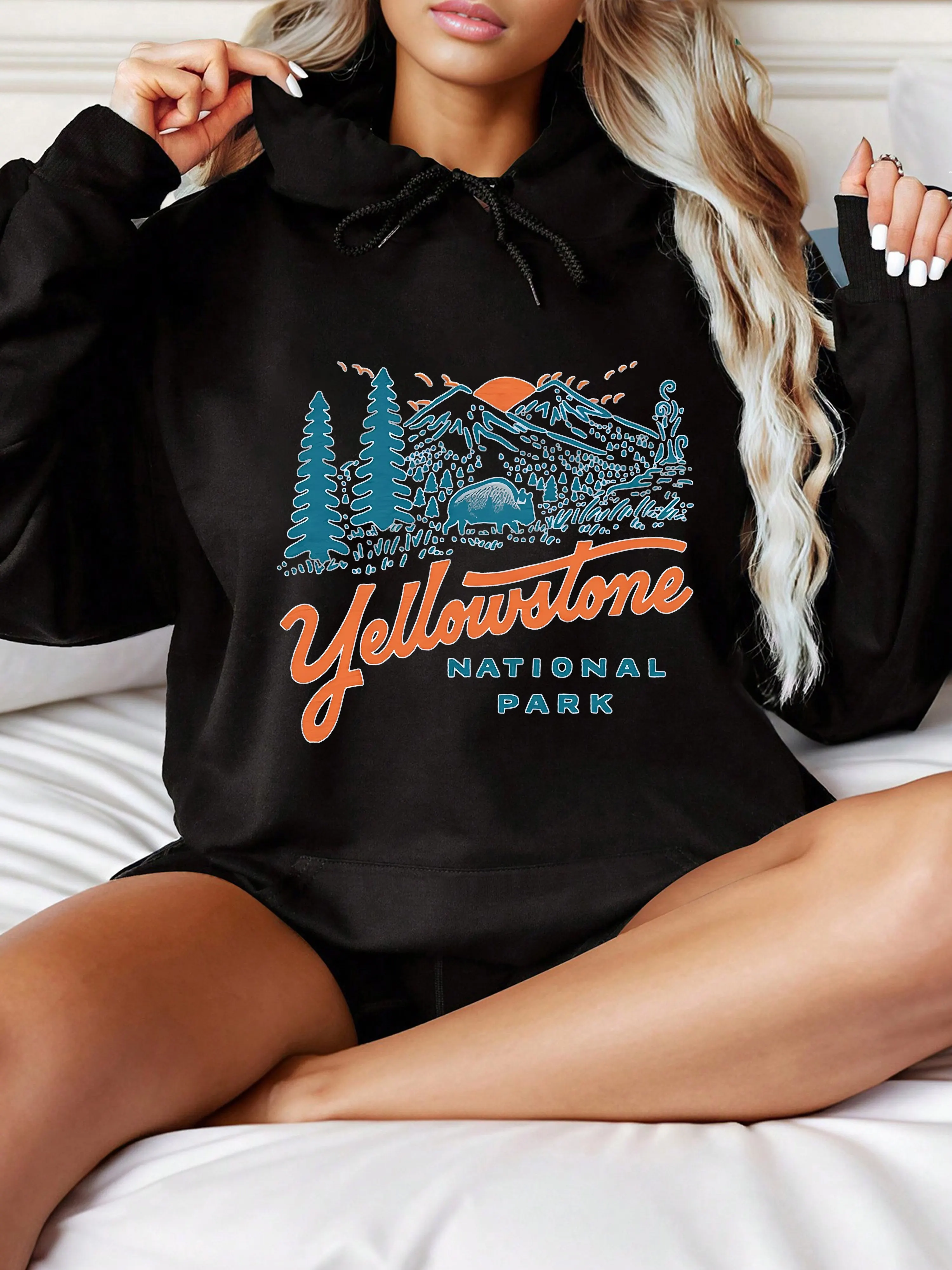 

Горный графический принт, осенние и зимние хлопковые мужские и женские толстовки с капюшоном, повседневные уличные спортивные тренировки, брендовый тренд