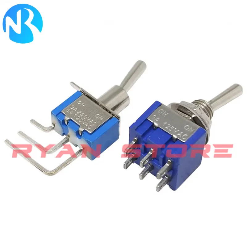 2PCS Toggle Switch MTS 102 103 202 203 102-C4 ON-OFF-ON / ON-OFF 3Pin 3Position Latching 125V/6A 250V/3A Power Button Switches