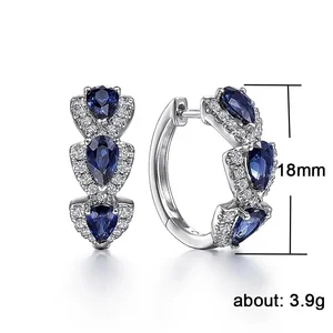Huitan Luxury in Blue Fashion Zirconia Cubic Hoop Earrings Wedding Party Elegant Accessories for Women's Birthday Gift New Jewelry 6 Main Sales Wedding Souvenir - №4