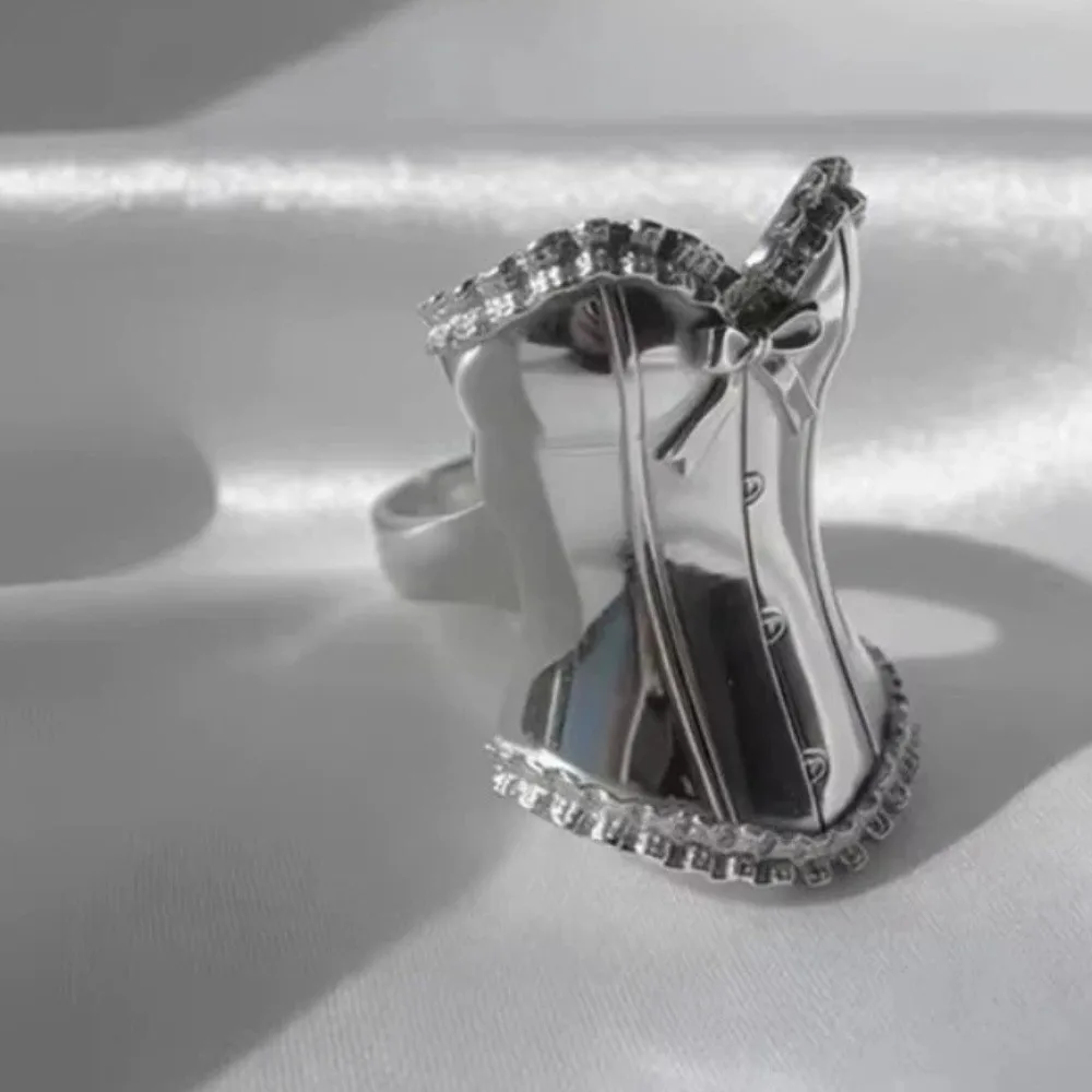 Hand Jewelry 3D Corset Ring Alloy Opening Princess Style Ring Vintage Delicate Gothic Ring Party