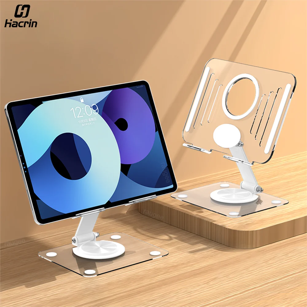 Tablet Holder for iPad Stand Adjustable Desk Holder Acrylic Folding Tablet Bracket for Samsung Huawei Xiaomi Pad Tablet Support