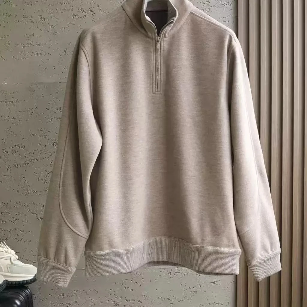 Italy LP old money style men's semi-zipper turtleneck casual wool hybrid long-sleeved sweater