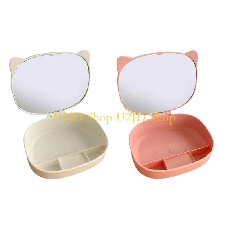 U2JD Stylish And Practical Makeup Mirror with Beauty Tools Portable Cosmetic Accesories Storage Box For Women