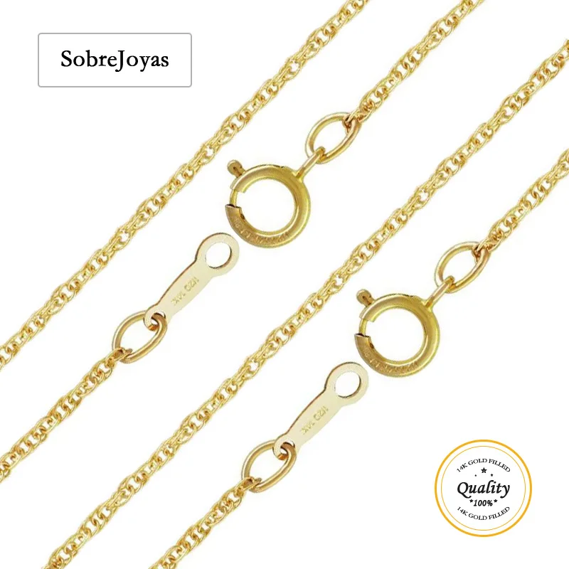 14K Gold Filled Rope Chain 1.4mm Necklace with Spring Clasp Tarnish Resistant Women's Jewelry Findings