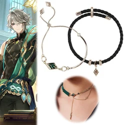 Game Genshin Impact Alhaitham Cosplay Bracelet Necklace Unisex Leaf Pendant Choker Bangle Halloween Jewelry Party Props