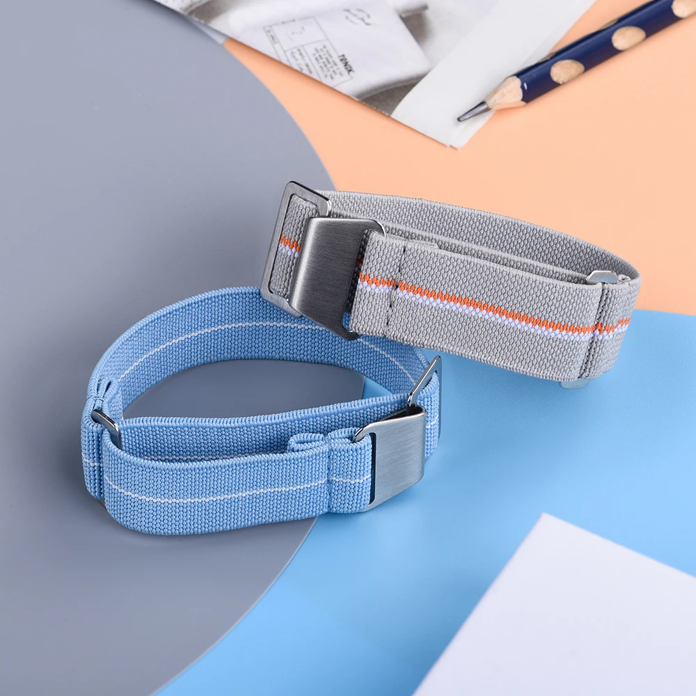 60s French Troops Parachute Bag Elastic Watch Strap 20mm 22mm Nylon Watchbands Man's Universal Smart Watch Fabric Wristband