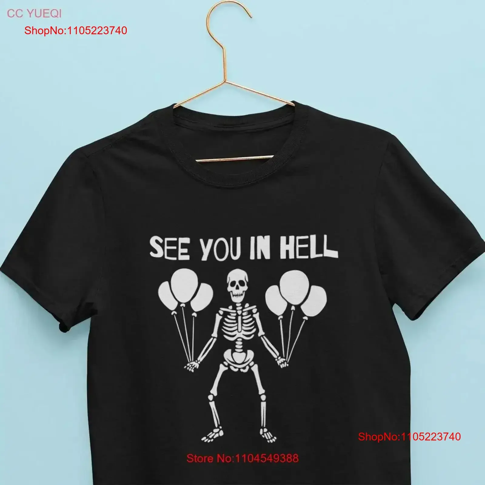 

See You In Hell T Shirt Skeleton Spooky Season Halloween s tee Grunge Dark vintage Washed Stretched streetwear Casual fashion