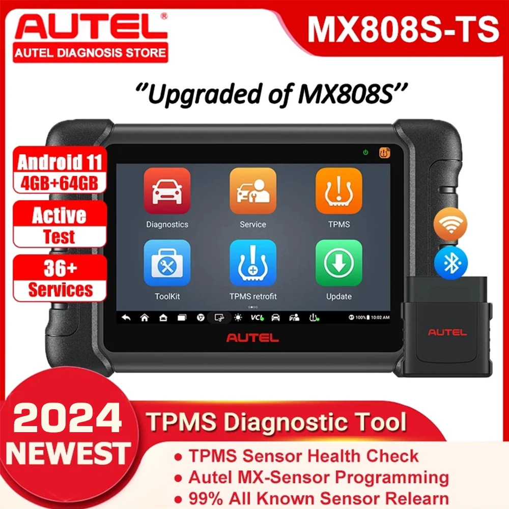 Autel MaxiCheck MX808S-TS Scanner TPMS Diagnostic Tools OBD2 Automotive Scanner 36+Service Active Test Code Reader PK MK808S TS