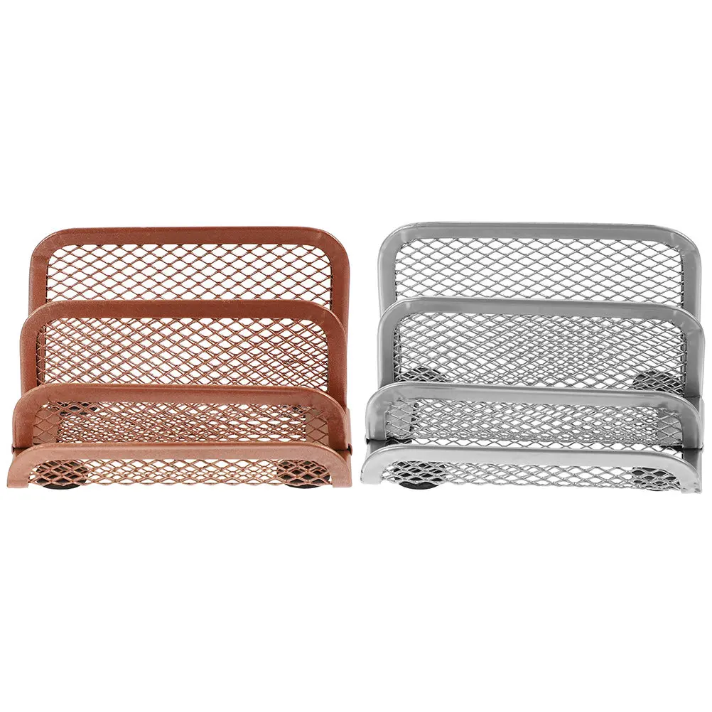 

2Pcs Metal Desktop File Holder Vertical Book Organizer Space Efficient Magazine Rack for Living Room Bedroom Study Tabletop