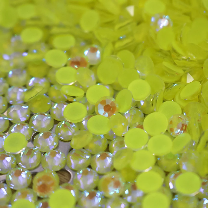 Neon ab 5A Top quality 2088 color ab crystal material noctilucous rhinestones 8 big 8 small cut flat back nail strass for dance