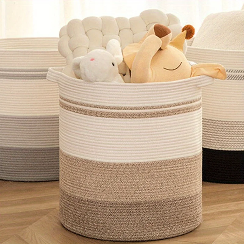 

Vintage Woven Rattan Wicker Clothes Laundry Hamper Basket With Handle