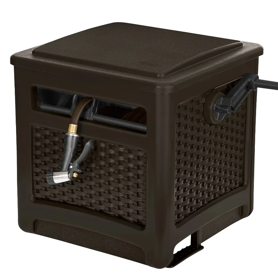 Suncast Smart Trak Wicker Garden Hose Reel Hideaway