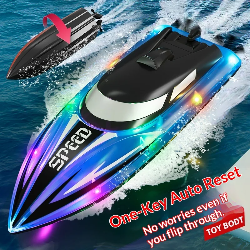 Barco com controle remoto de tamanho grande, carregamento de lancha com controle remoto, simulação de alta velocidade, brinquedo de água, modelo de barco, presente de aniversário