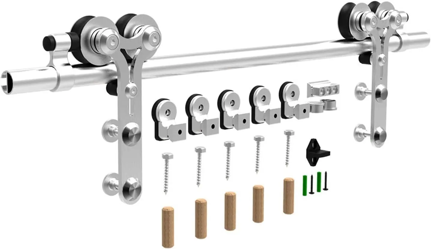 Door Hardware Track Kit 4Ft-8Ft Stainless Steel Sliding Barn Door Hardware Kit 122Cm-240Cm Rail System Industrial Track Y