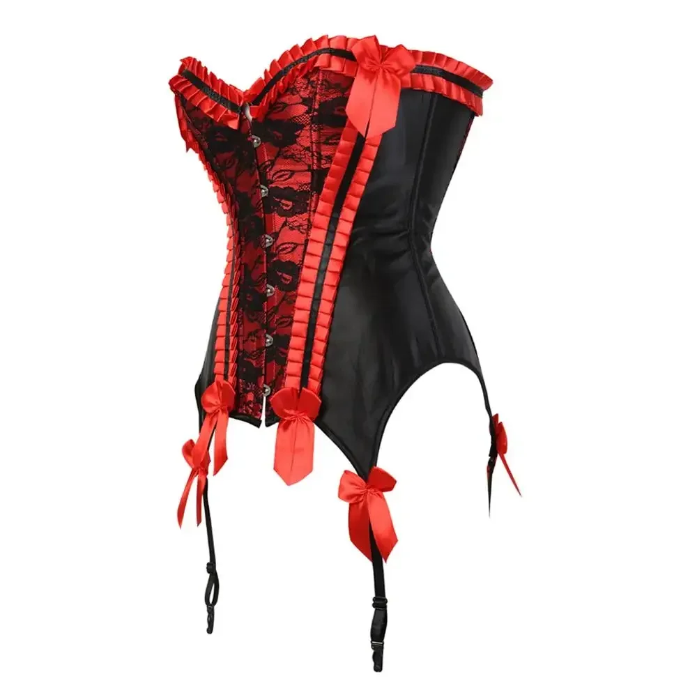 Womens Corset Top Lace Up Bustiers Renaissance Embroidery Punk Rock Corsage Carnival Party Clubwear Costumes Femme Gothic