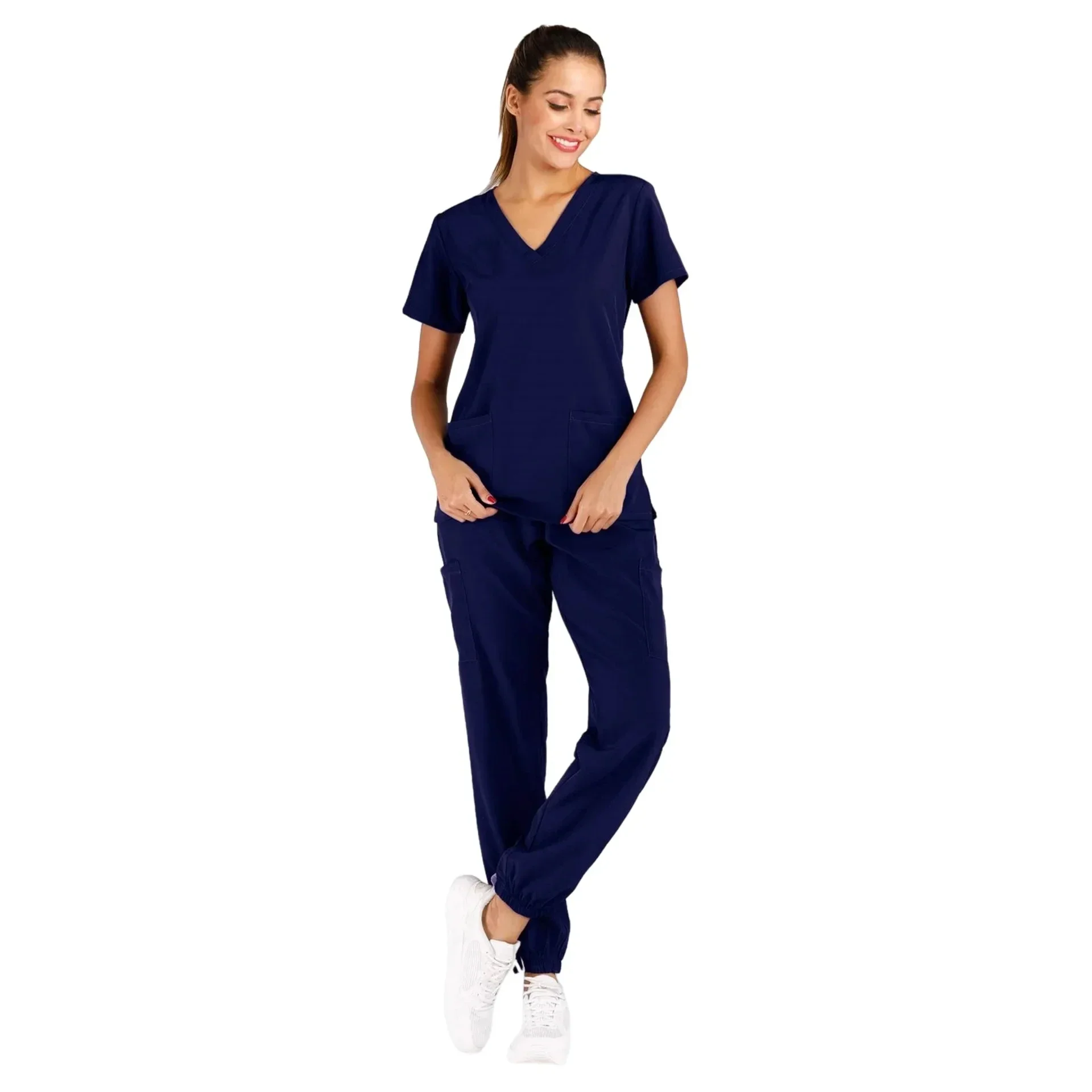 Slim Fit Medical Scrubs Conjuntos para Mulheres, Uniformes Hospitalares, Enfermeiros Acessórios, Clínica Odontológica, Salão de Beleza, Roupas de Trabalho