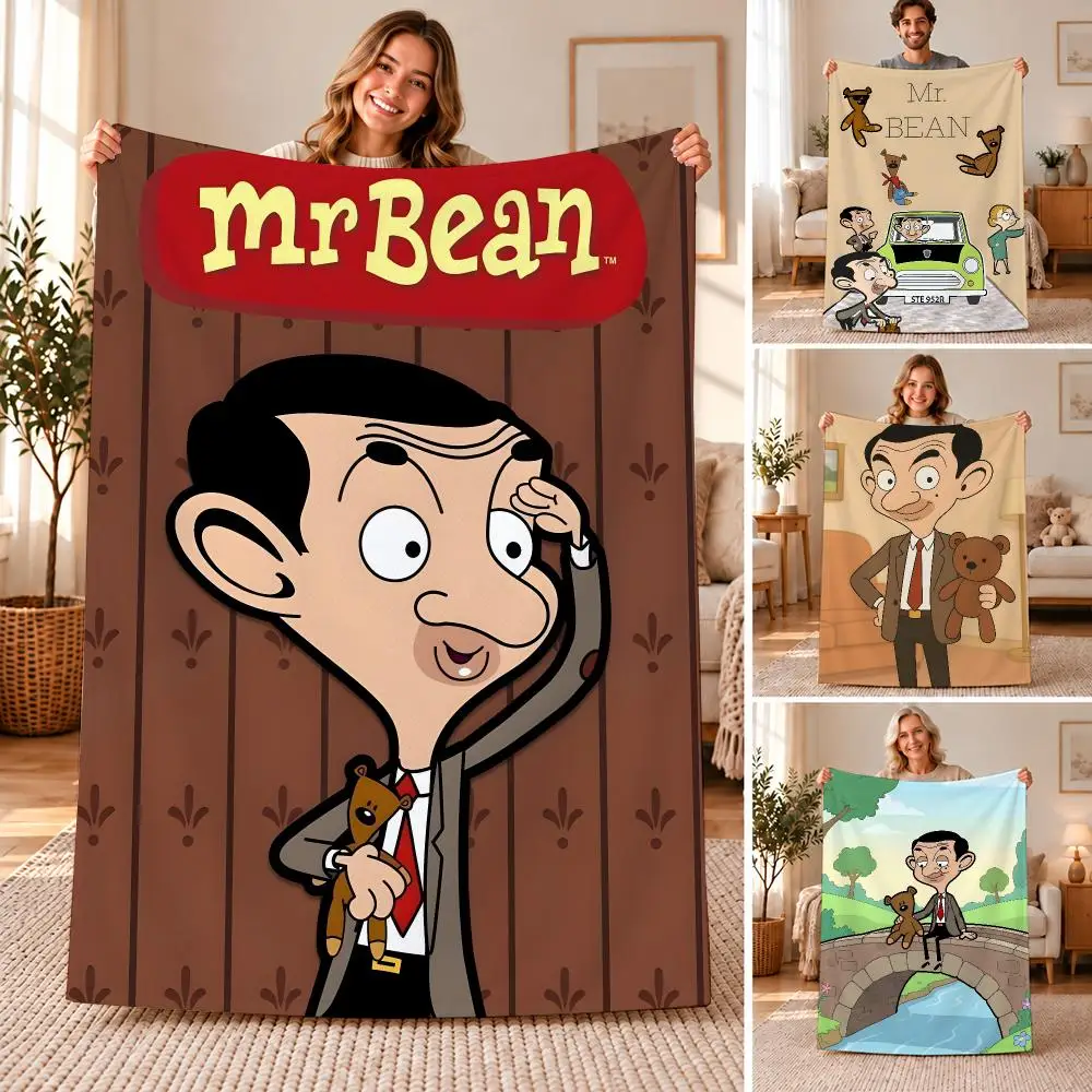TV Series Mr. Bean Throw Soft Flannel Throw Blanket for Sofa, Bed Dorm Nap Pet Blanket Gift Available