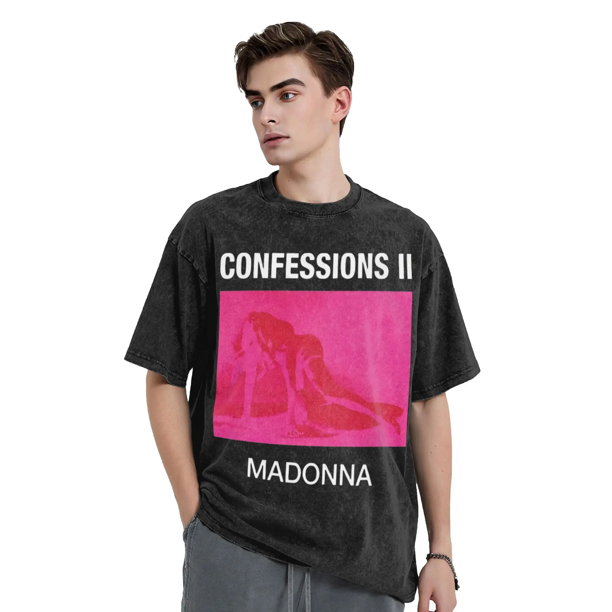Washed T Shirts M-Madonna Confessions II Singer Vintage T-Shirts Harajuku  Streetwear Short Sleeve Summer Tops Tee Shirt