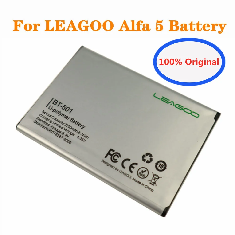 

New 2200mAh BT-501 100% Original Battery For LEAGOO Alfa 5 Alfa5 BT 501 BT501 High Quality Genuine Replacement Battery Bateria