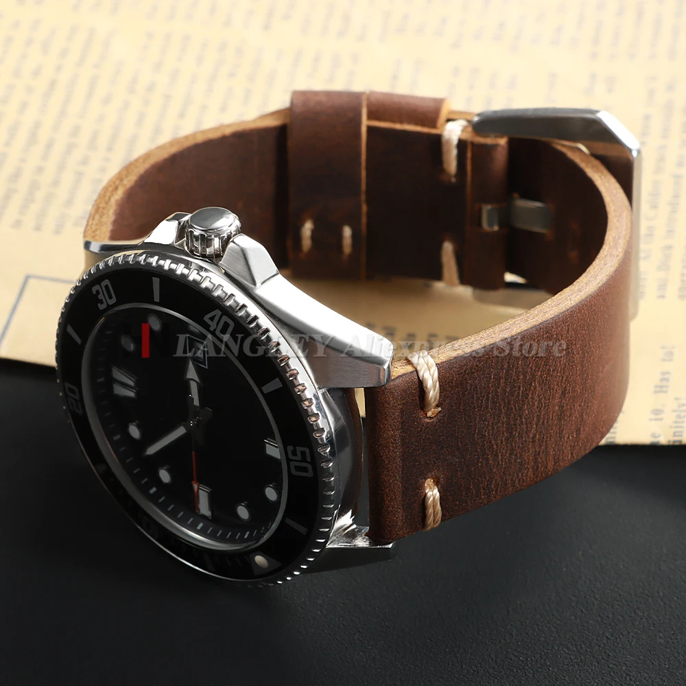 18mm 20mm 22mm 24mm 26mm Cowhide Crazy Horse Leather Watch Strap for Panerai PAM111 441 Watch Handmade Stitching Men's Bracelets