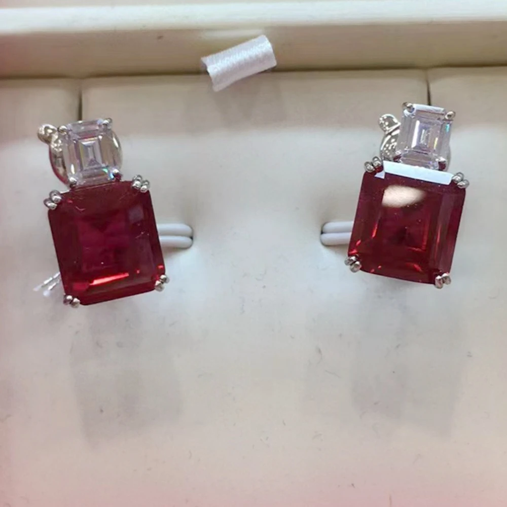 kqdance-925-sterling-silver-square-cut-sapphire-ruby-red-gemstone-high-carbon-dimaond-earrings-with-clip-for-women-fine-jewelry