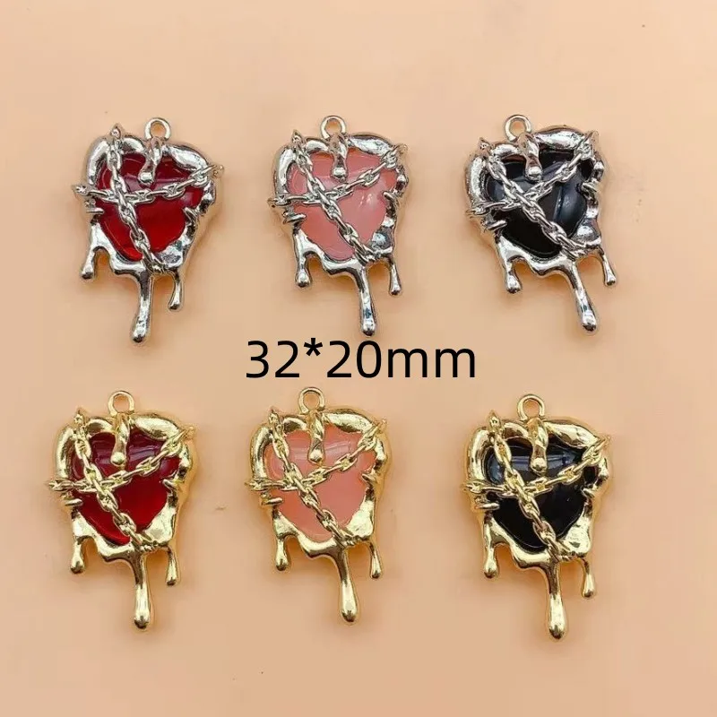 4Pcs Punk Gothic Resin Red Black Tears Melt Love Charms For DIY Jewelry Making Earrings Necklace Bracelet Accessory