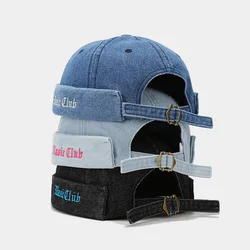 Vintage Letter Embroidery Denim Landlord Hat Men Women Dome Melon Skin Cap Japanese Adjustable Docker Hats Street Hip Hop Beanie