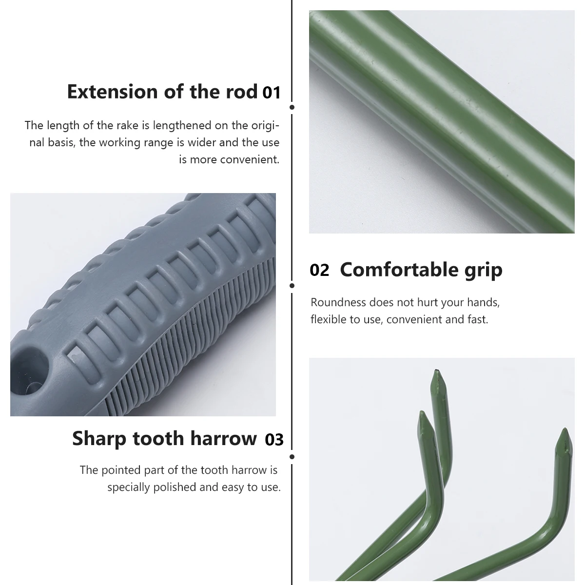 

Three Teeth Rake Gardening Tool Steel Fork Kit Portable Agricultural Rake Sturdy Lightweight Garden Tool Supplies For Yard