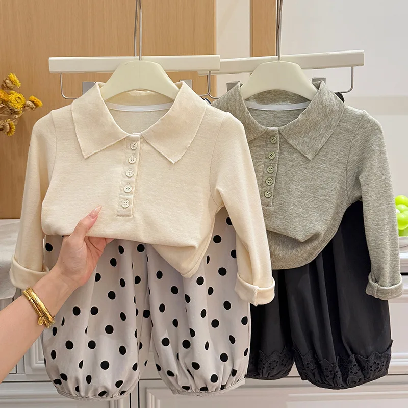 Girl New Autumn Korean Causal Single Breast Lapel Base Layer Fashion Girl Baby Tops