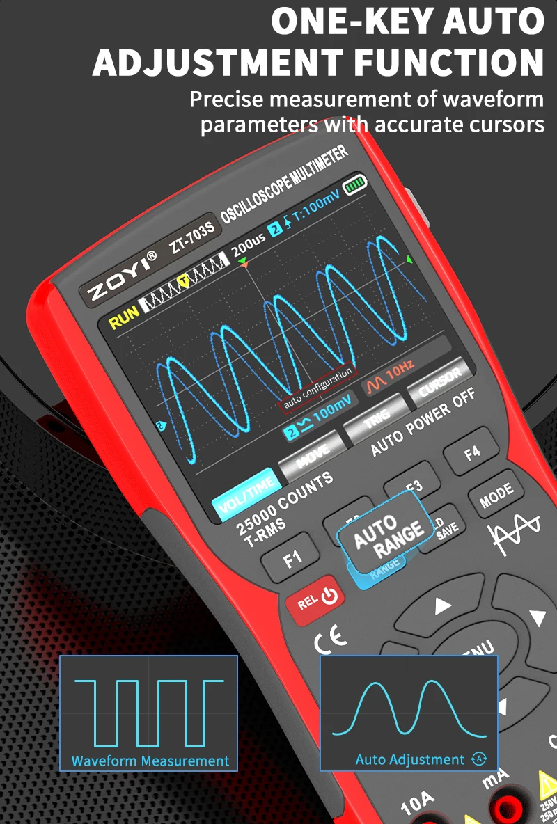 ZOYI ZT-703S 3-in-1-Oszilloskop-Multimeter mit 3,5-Zoll-IPS-Display, 25000 Zählungen, Zweikanal, 50 MHz Bandbreite, 280 MSa/s hoch – Detail 3