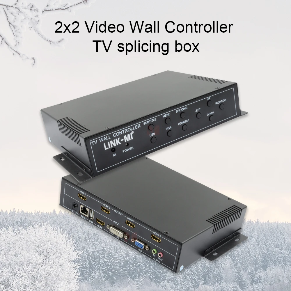 4 in 9 Out Video Wall Controller Splicing Processor - 1080P HD 255 Screen Cascading, RS232 Control, Rotation & Border Blanking