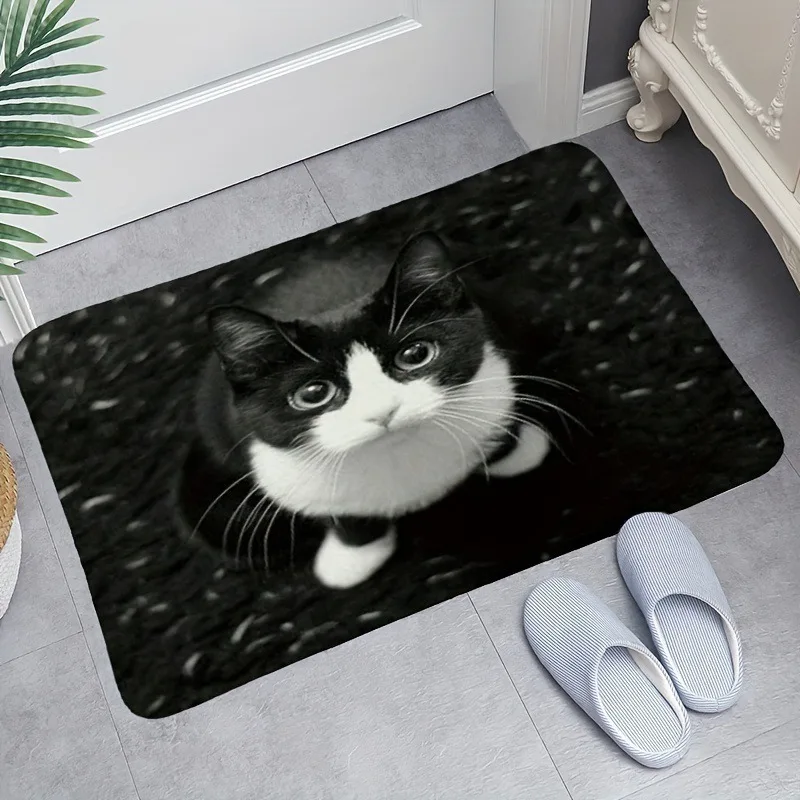 Cute Cat Dog Pattern Mat Bathroom Absorbent Bedroom Door Rug Kitchen Balcony Living Room Entrance Carpet Home Decoration Welcome