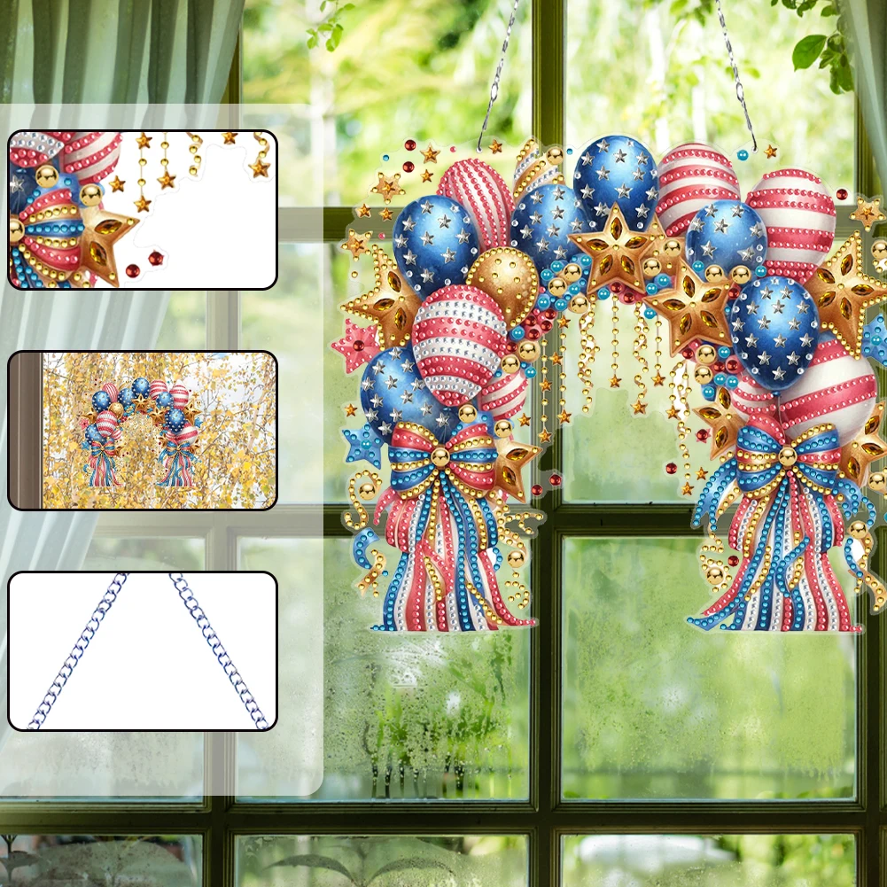 

Набор для алмазной мозаики: 2D плоские акриловые подвески-украшения для окон с стразами, сделай сам, декор для дома, подвесной декор на День независимости
