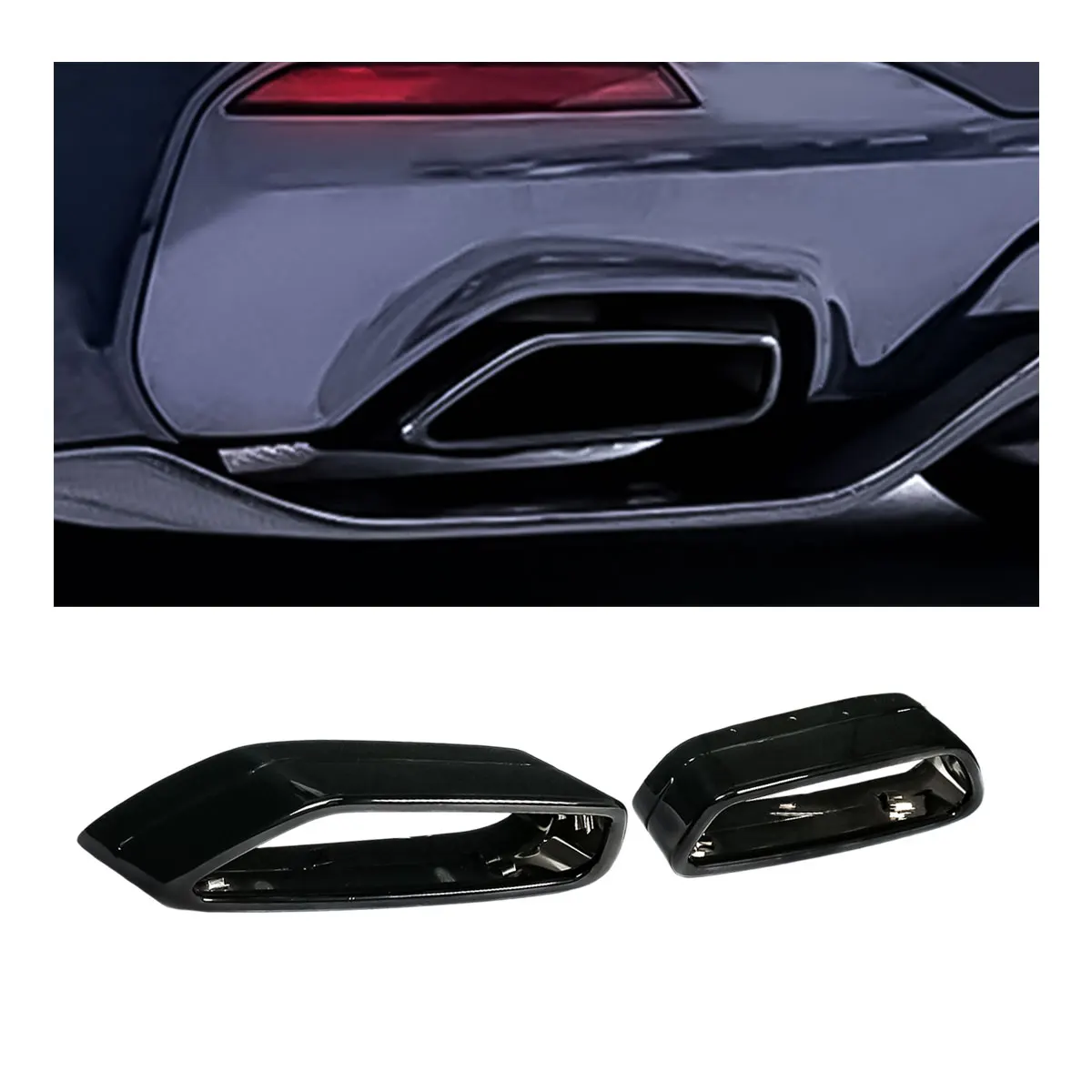 1 Pair Car Stainless Steel Square Exhaust Muffler Tip Rear Pipes For BMW G30 G38 Nozzle
