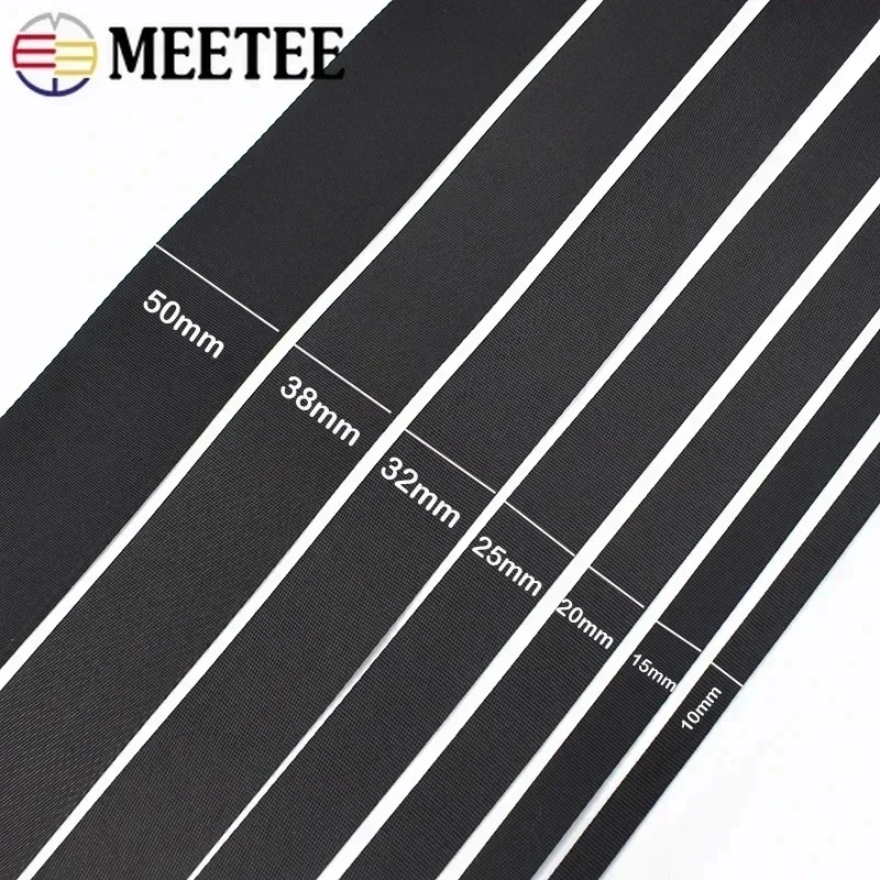 8Meters 10-100mm Nylon Webbing Band Bag Black Ribbon Backpack Shoulder Strap Belt Bias Binding Tape Clothes Sewing Accessories