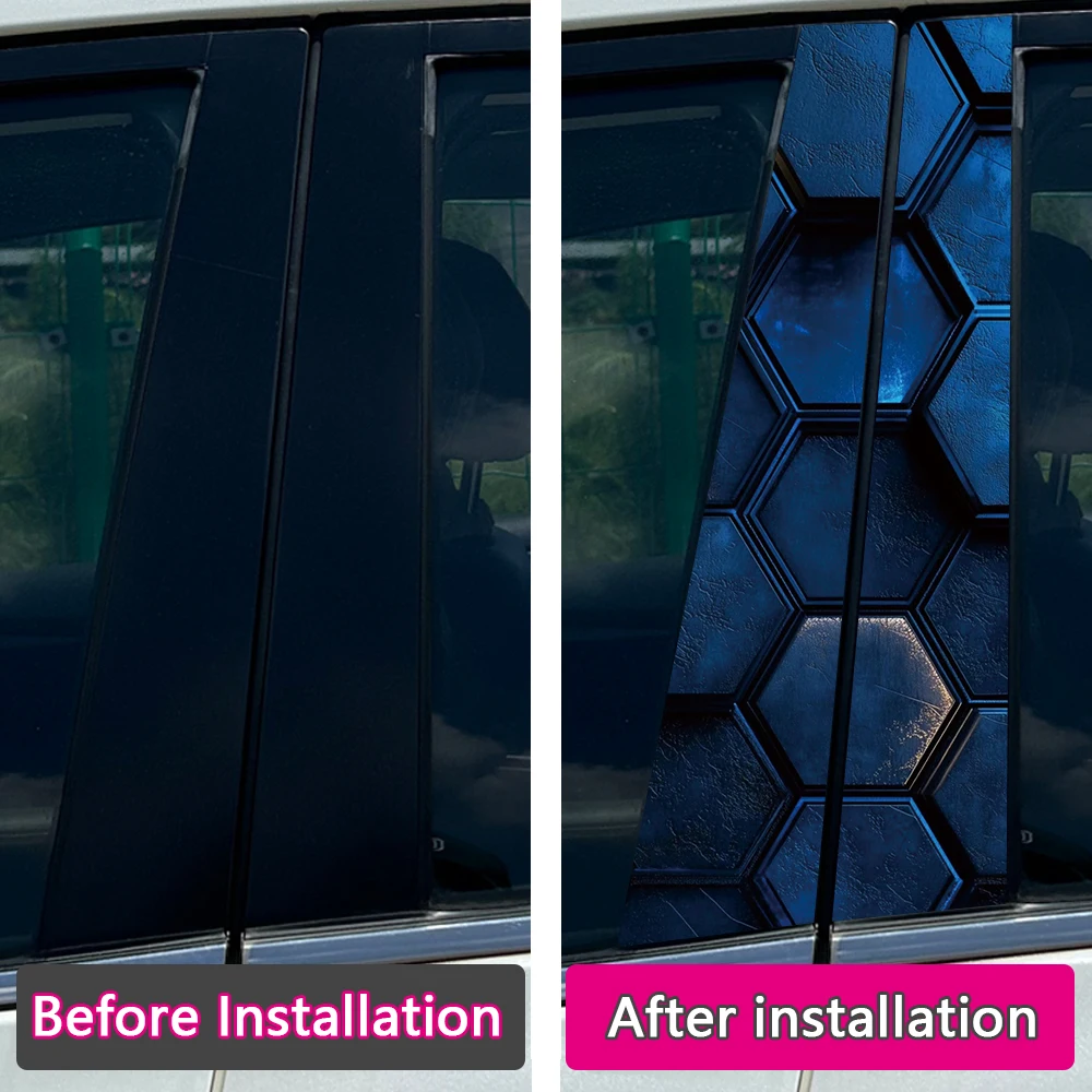 Estilo favo de mel hexágono carro b-pilar adesivos centro do carro coluna decoração capa arranhões decalques à prova dwaterproof água acessórios do carro