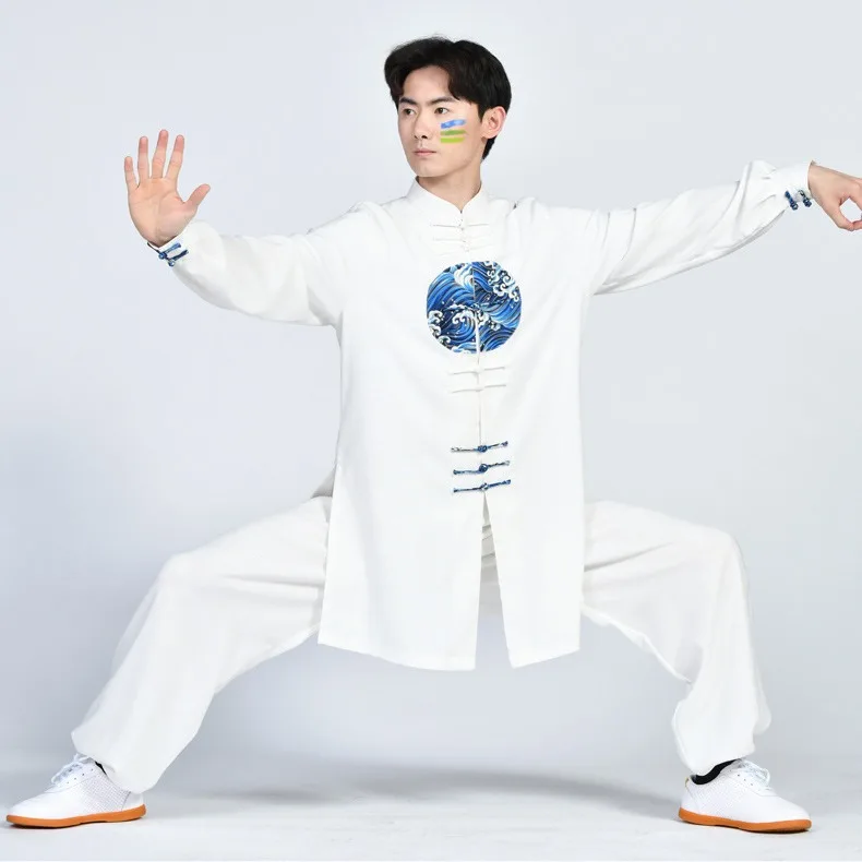 Tai Ji Suit Cotton Linen National Style Exercise Clothing Long Sleeve New Spring Martial Arts Sports Performance Training Wear