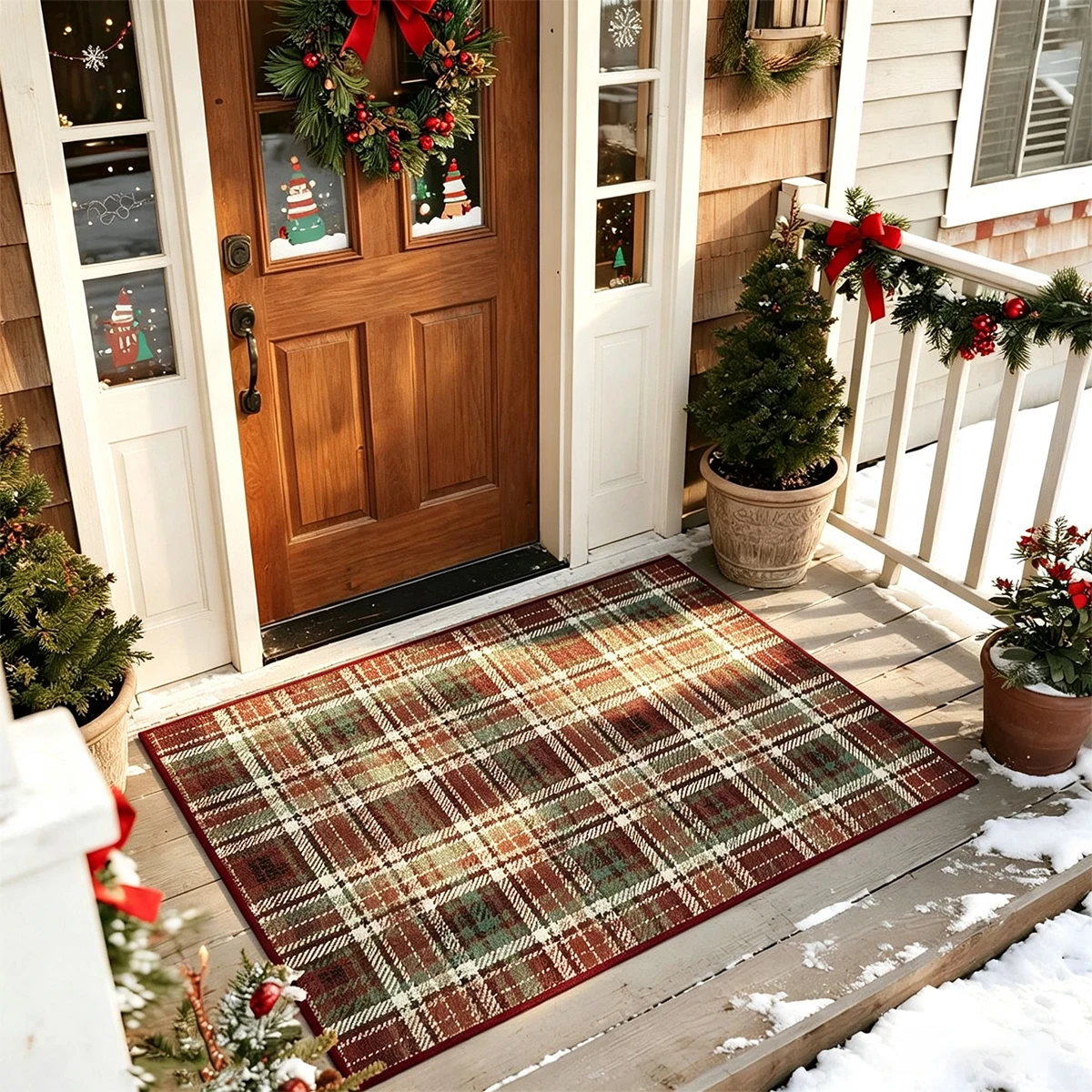 Christmas Doormat Vintage Scotland Plaid Entrance Carpet Living Room Bedroom Rug Christmas Decorative Rugs Christmas Gift