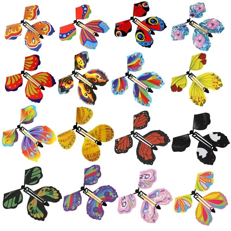 10/20 PIÈCES Papillon volant magique à remonter, couleur aléatoire, marque-page, papillon coloré de simulation, style célébrité internet, cadeau de fête