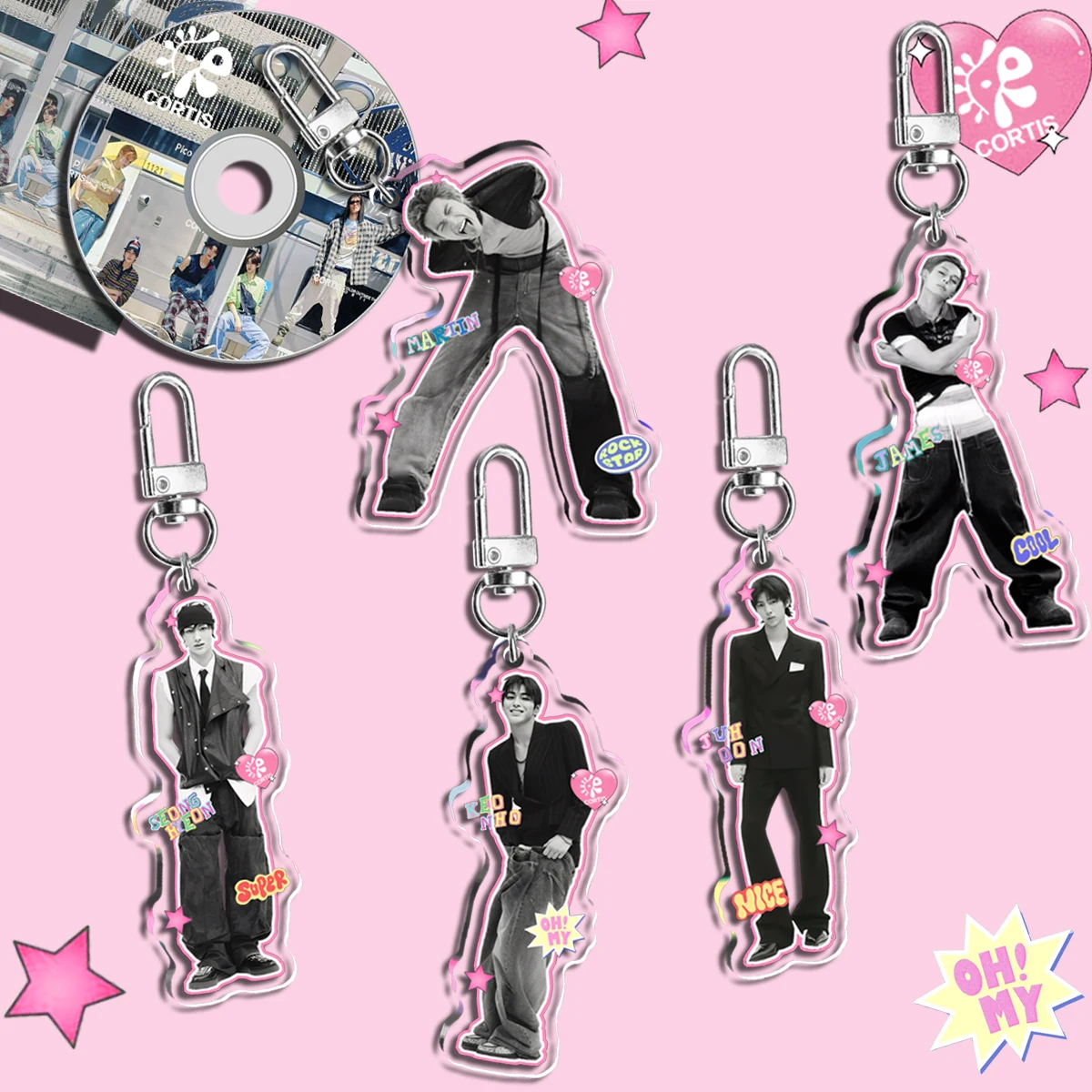 Kawaii Kpop CORTIS KEONHO брелок милый акриловый SEONGHYEON JUHOON JAMES MARTIN брелок для сумки забавный подарок аксессуары для сумок